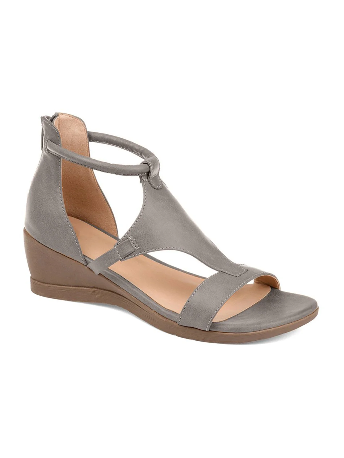 Women Casual Leather Comfy Wedge Sandals