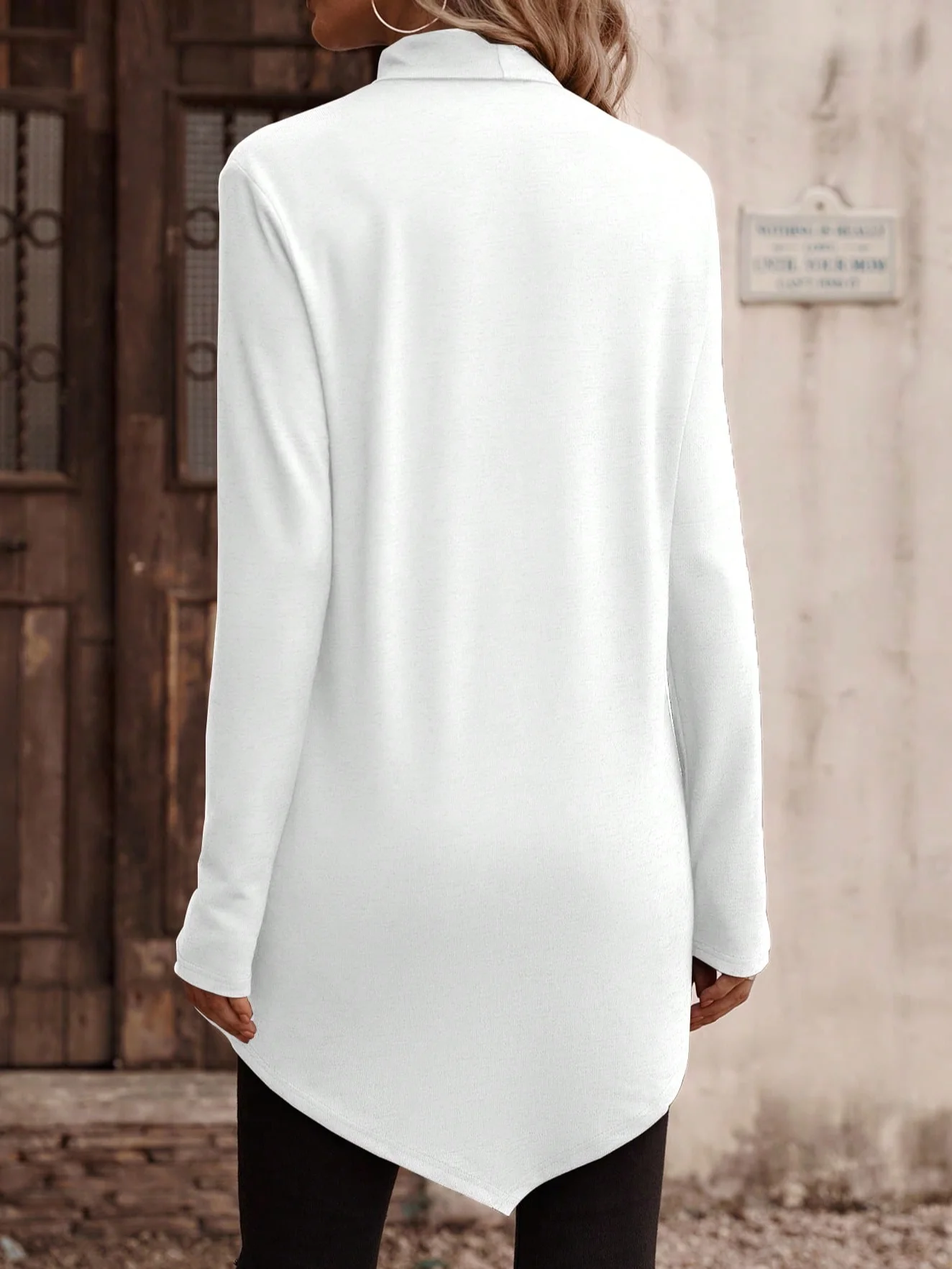 Casual Plain Turtleneck Long Sleeve Loose Daily Basic T-shirt