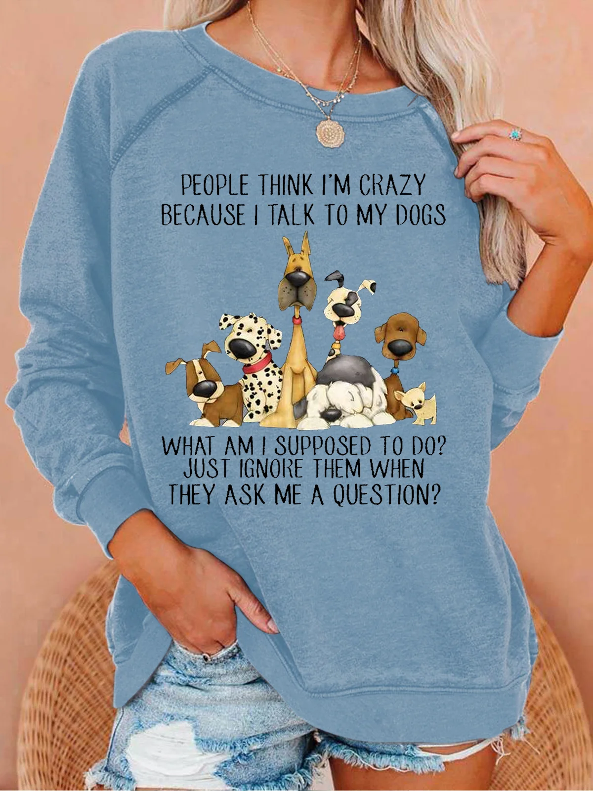 Casual Crew Neck Text Letters Sweatshirt