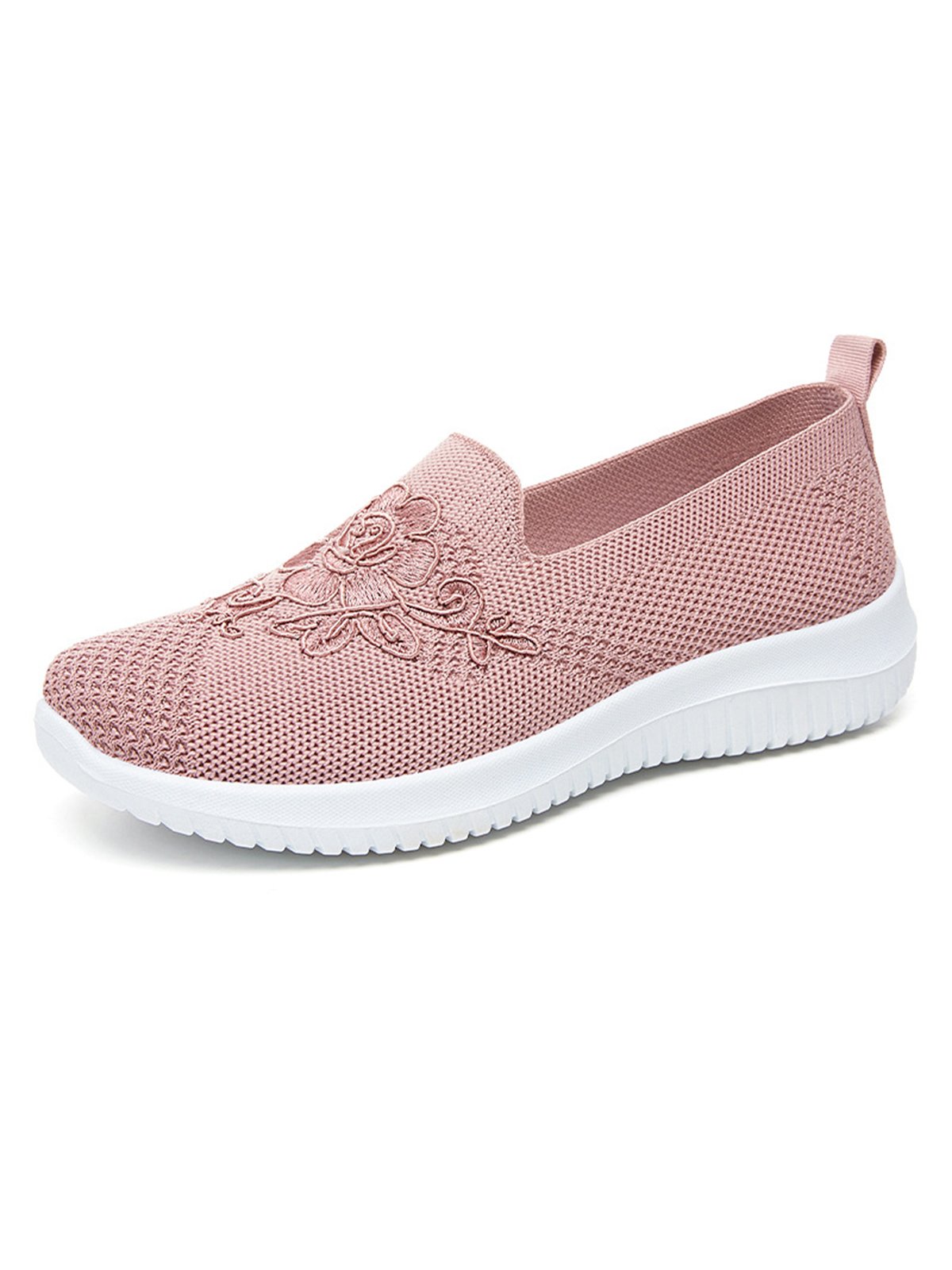 Sports Floral Breathable Slip On Flat Heel Fly Woven Shoes Embroidery