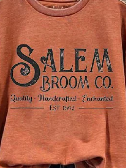 Casual Crew Neck Text Letters Sweatshirt