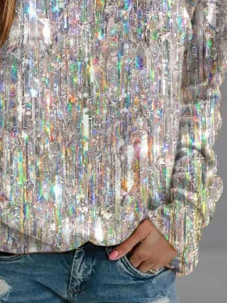 Casual Crew Neck Plain Sweatshirt