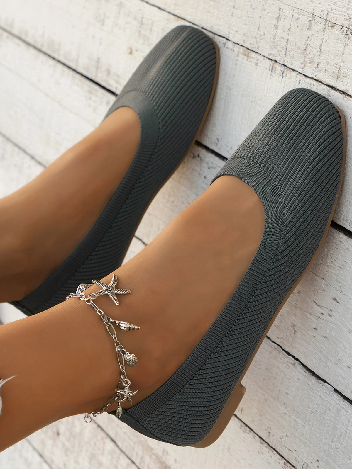 Casual Plain Breathable Slip On Flat Heel Shallow Shoes