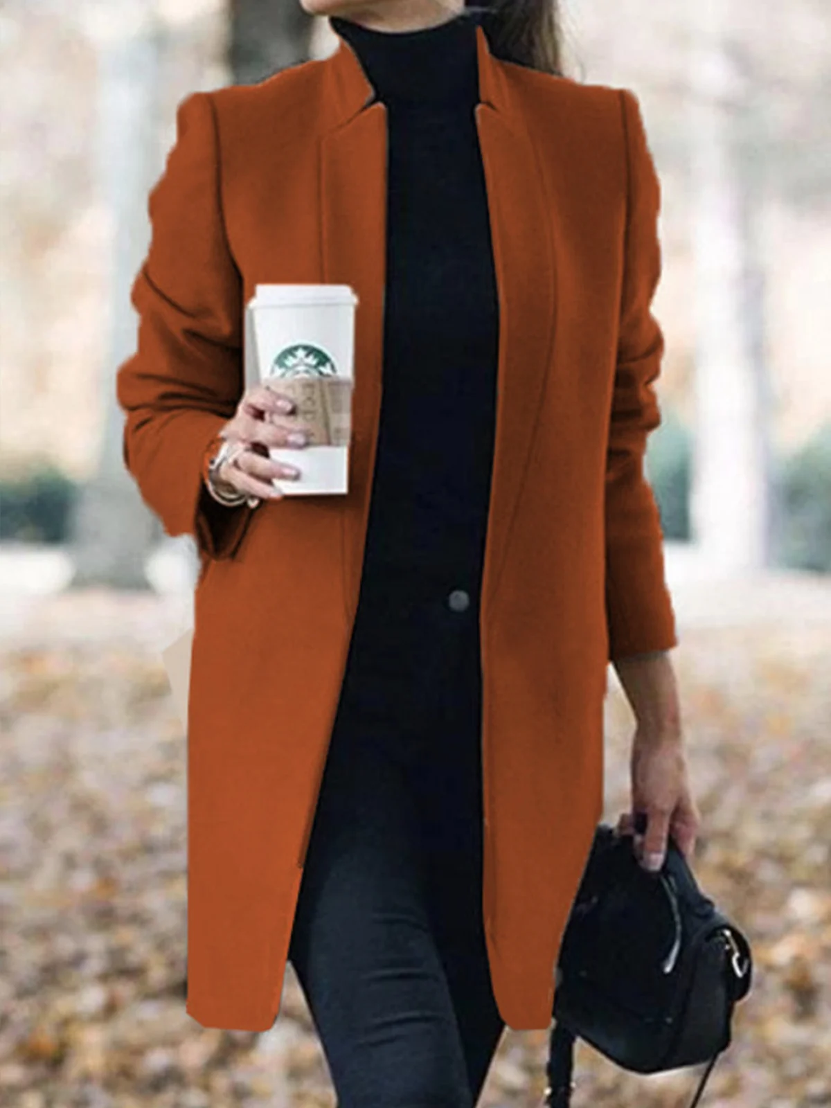 Women Winter Plain Regular H-Line Loose Coat