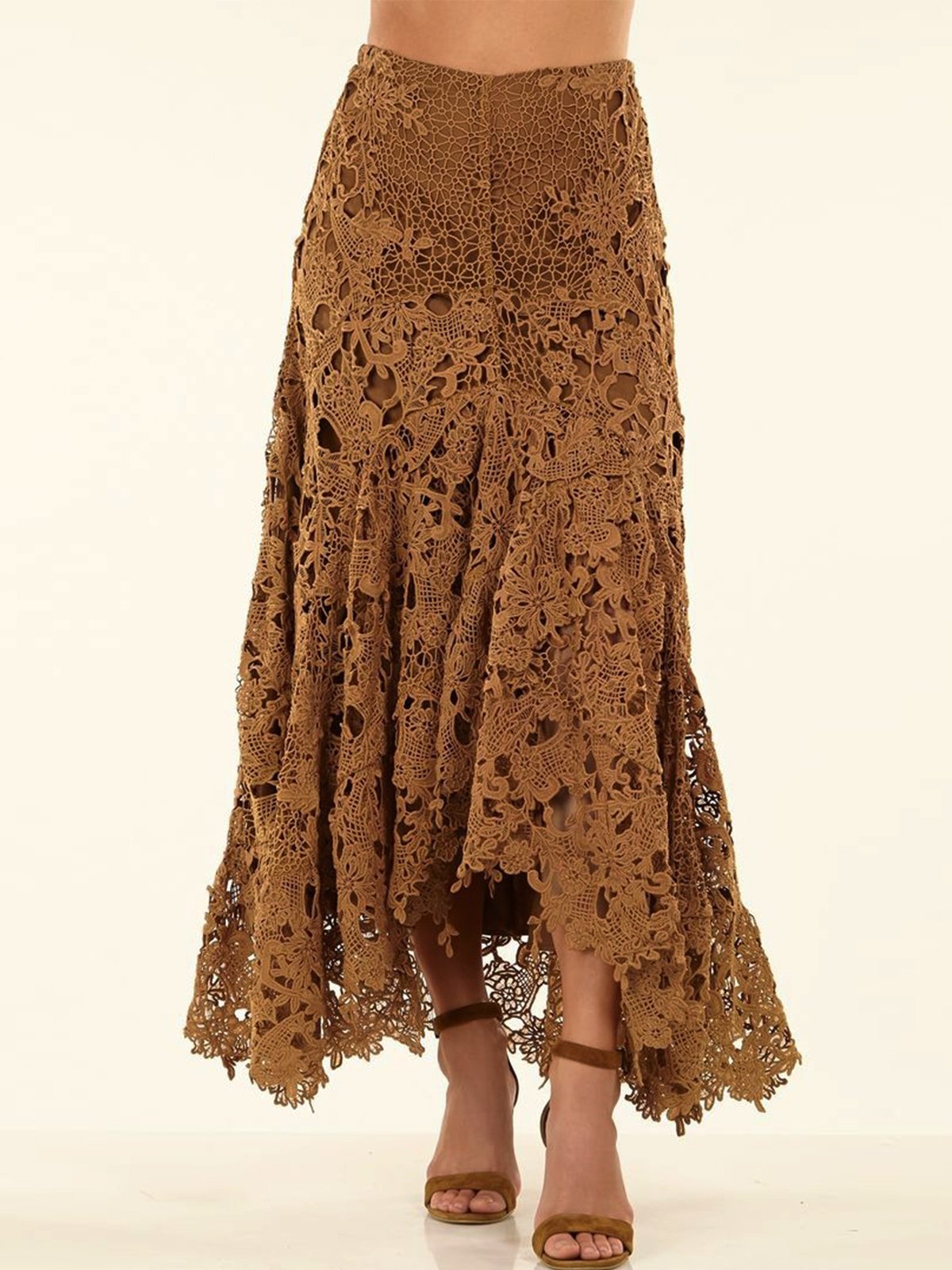 Women's Boho Lace H-Line Natural Loose Maxi Skirt