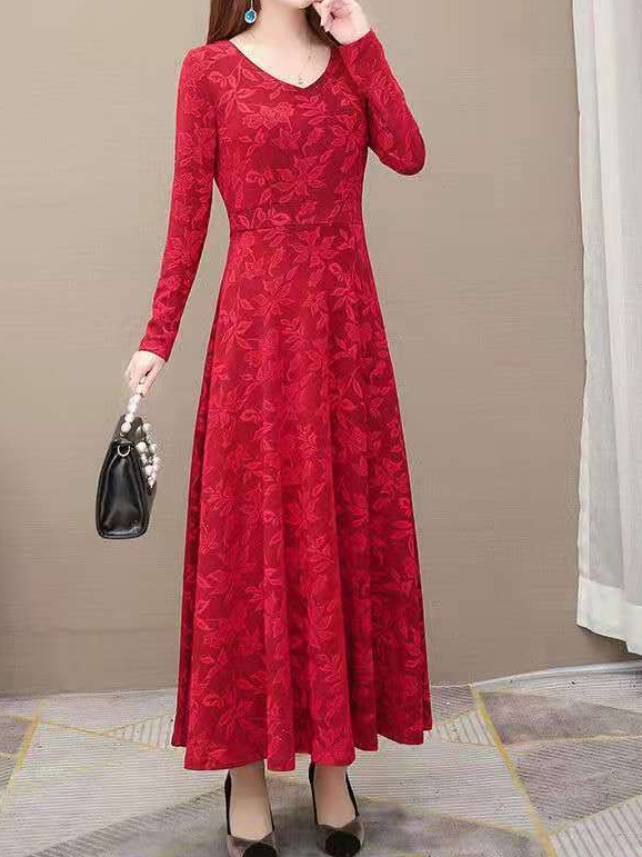 Women Floral Hoodie Long Sleeve Comfy Casual Maxi Dress