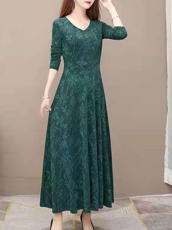 Women Floral Hoodie Long Sleeve Comfy Casual Maxi Dress