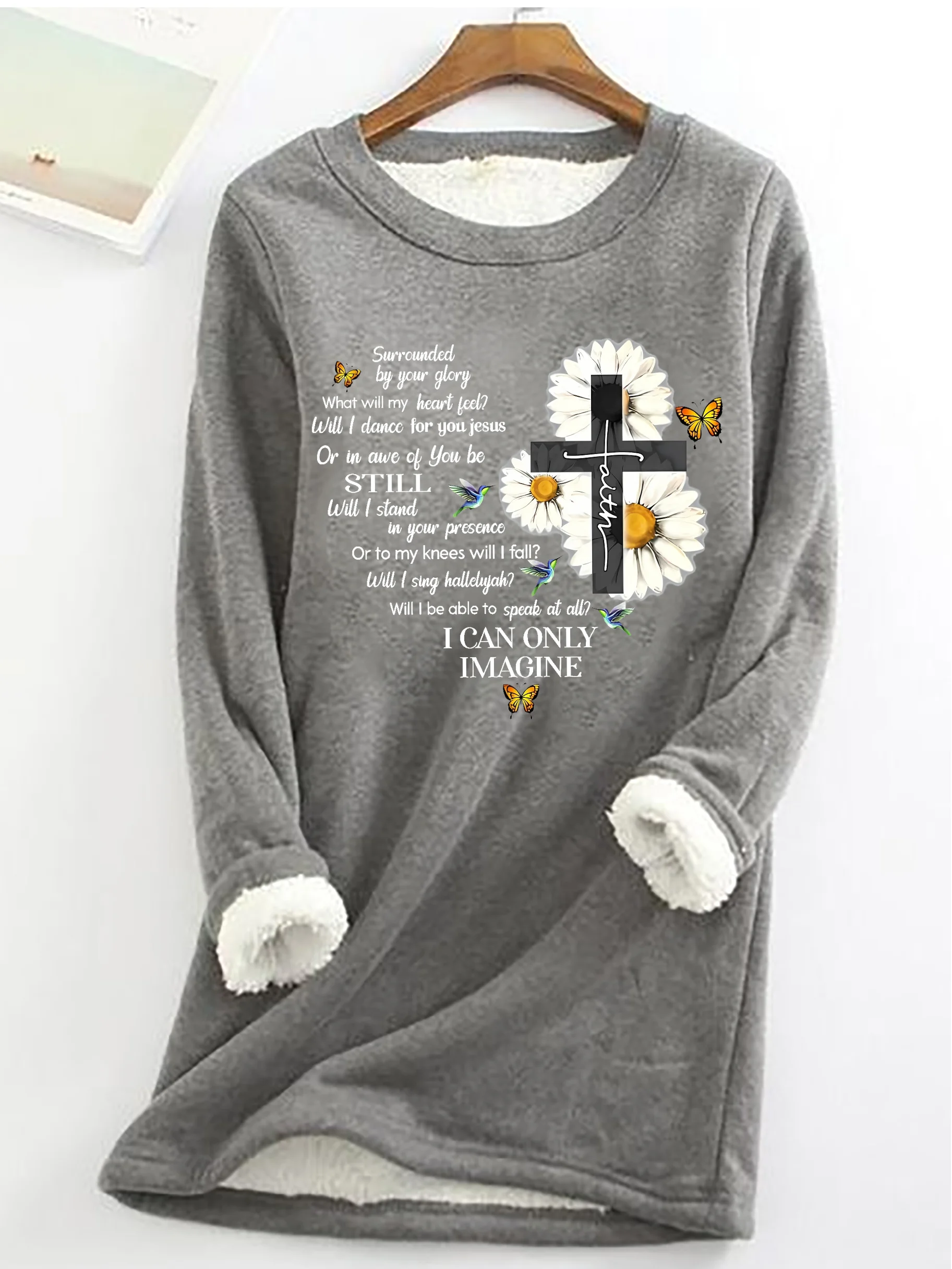 Casual Crew Neck Text Letters Sweatshirt