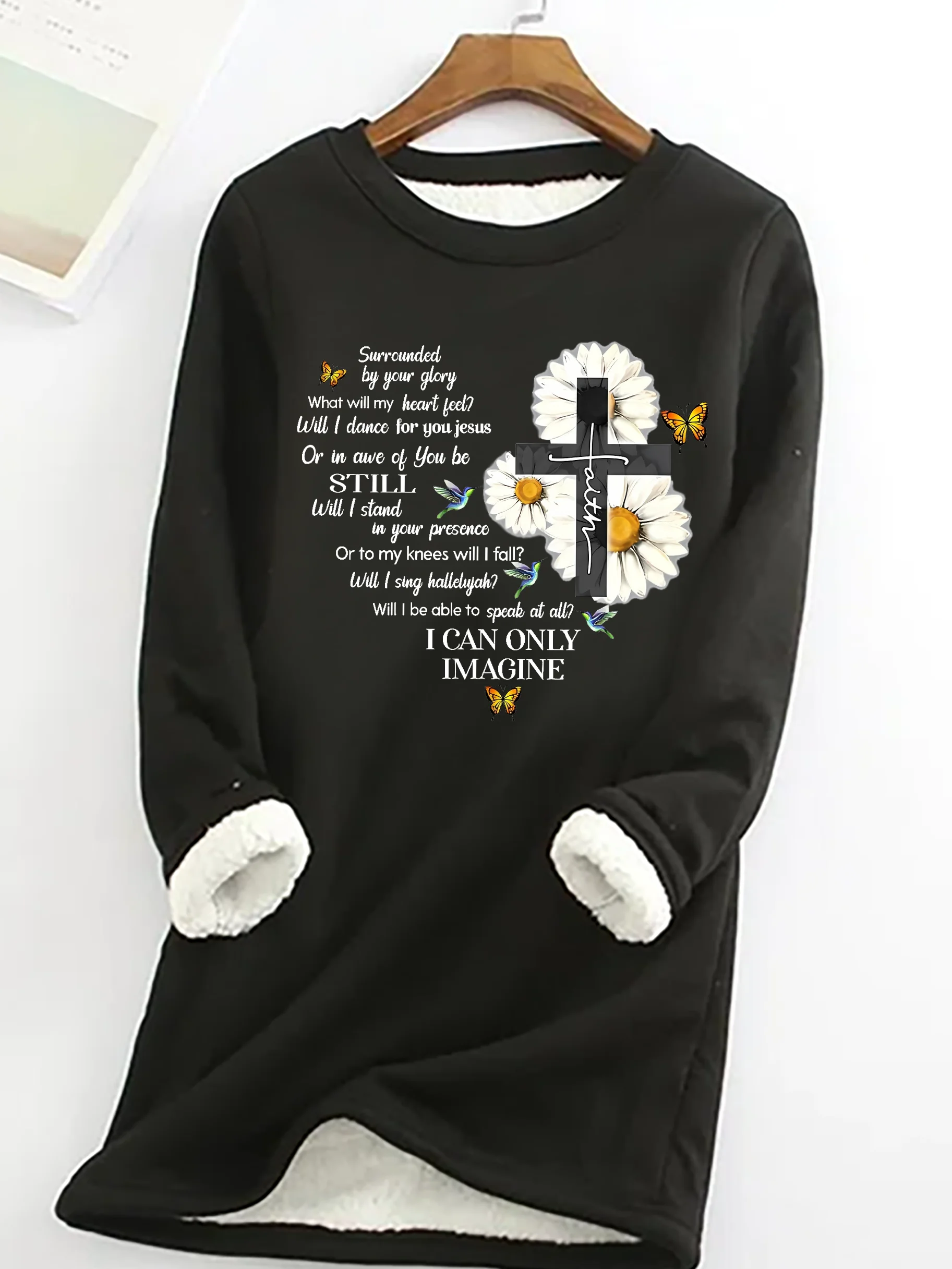 Casual Crew Neck Text Letters Sweatshirt