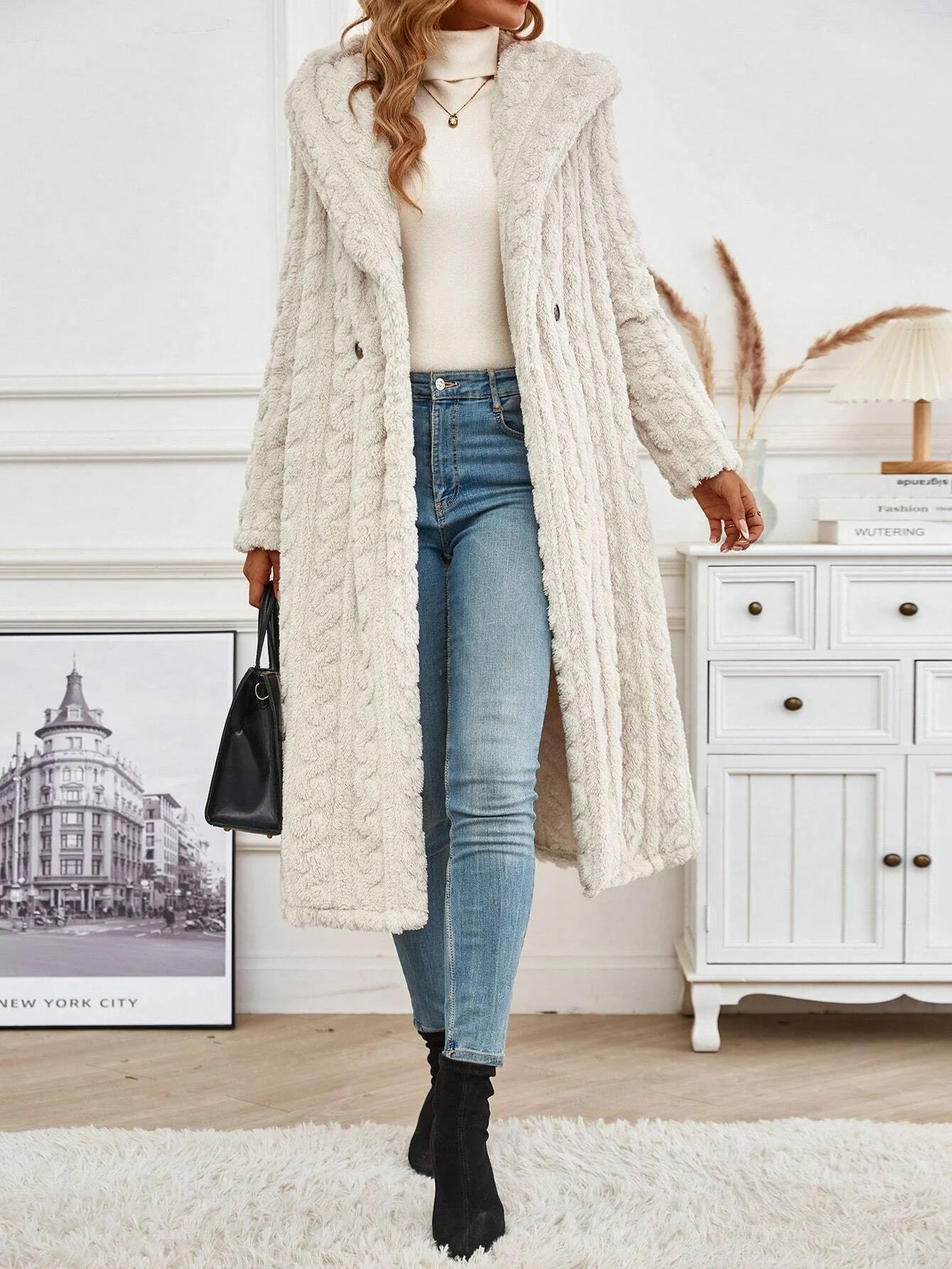 Women's Plain Fleece Loose Teddy Jacket