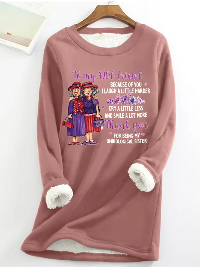 Casual Crew Neck Text Letters Sweatshirt