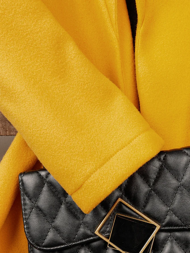 Women Winter Plain Regular H-Line Loose Coat