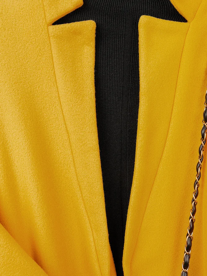 Women Winter Plain Regular H-Line Loose Coat