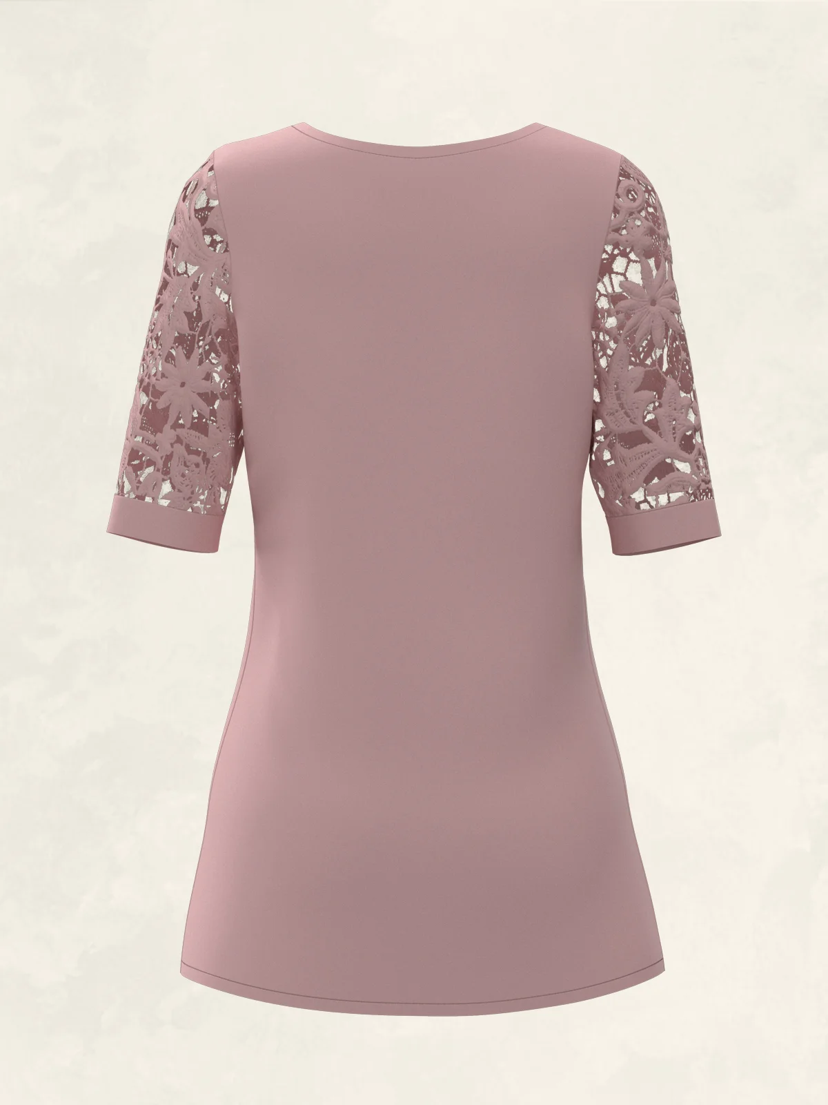 Women Blouse Short Sleeve Plain Lace Regular Micro-Elasticity Loose Shirt