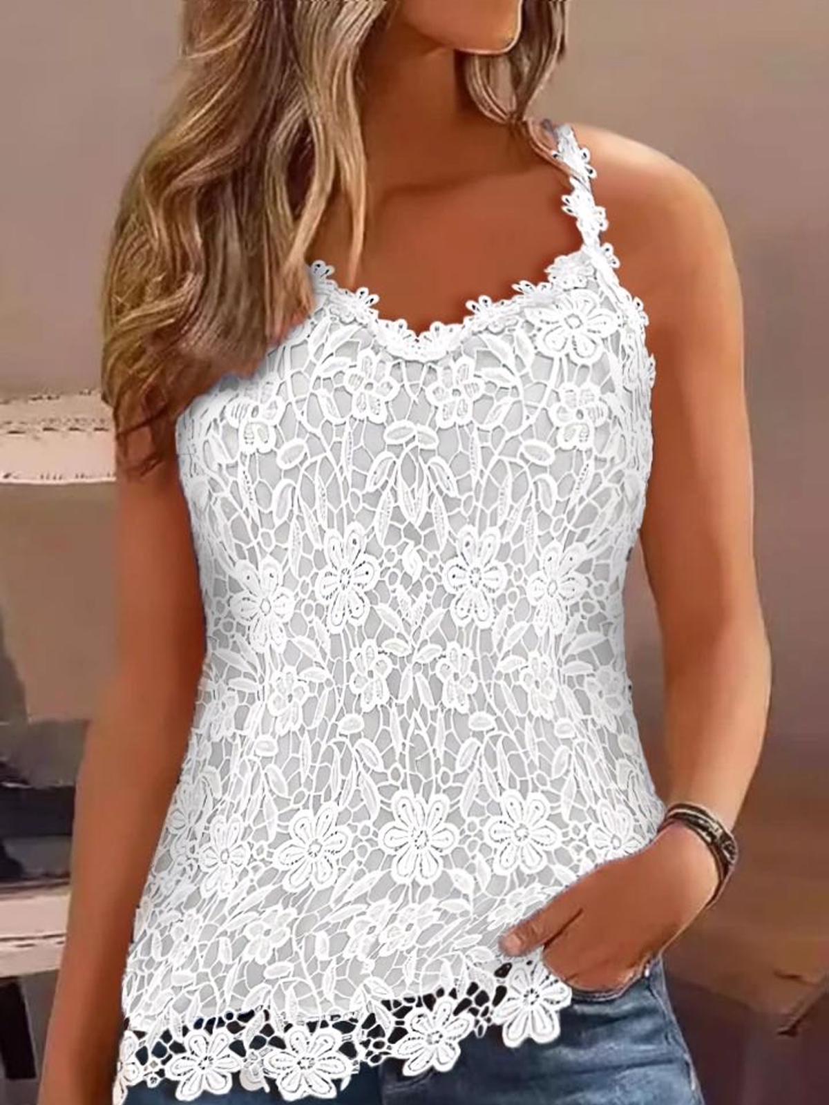 Casual V Neck Plain Tank Top