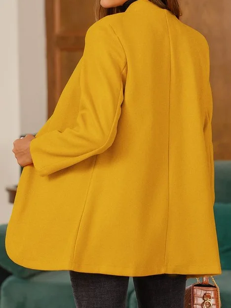 Women Winter Plain Regular H-Line Loose Coat