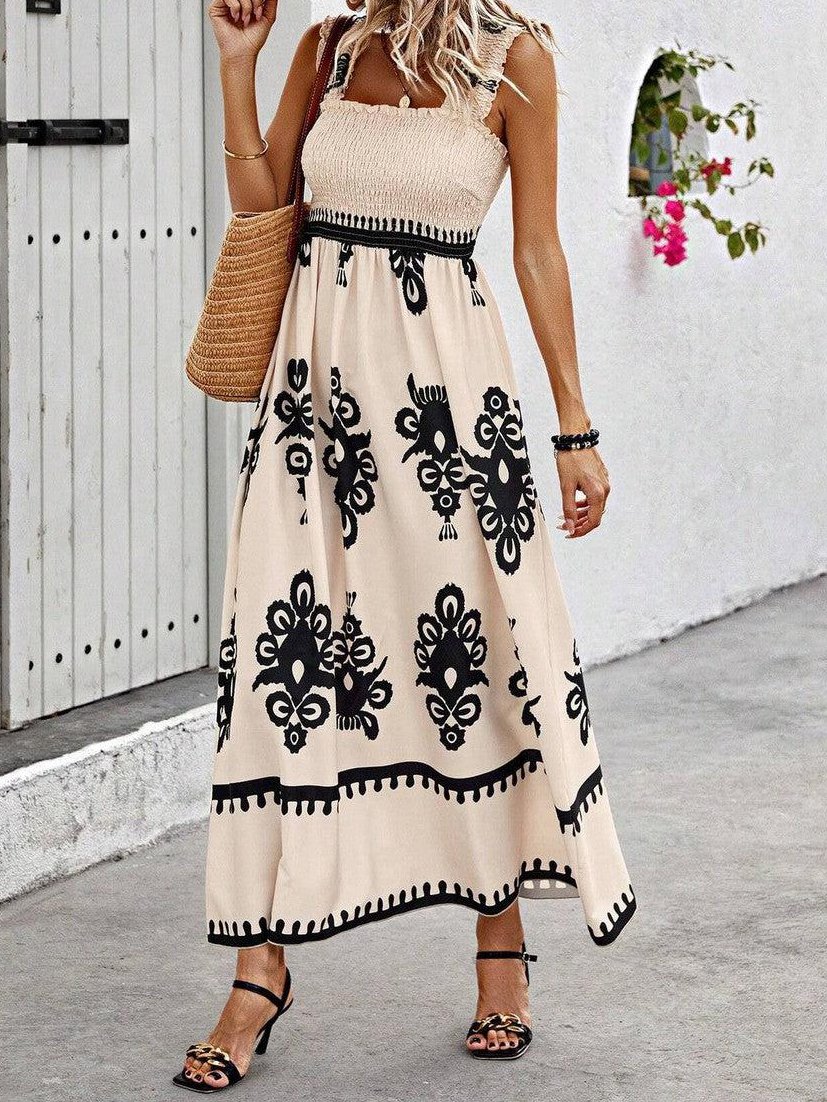 Women Nationality/ethnic Spaghetti Sleeveless Comfy Casual Scramble Maxi Dress