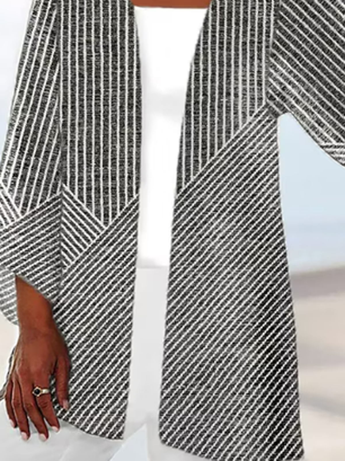 Women's Striped Regular Loose Kimono