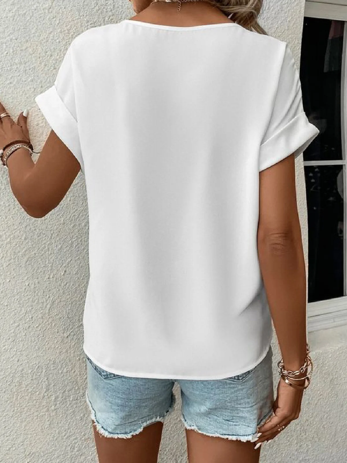 Shirt Collar Short Sleeve Floral Regular Loose Blouse For Women