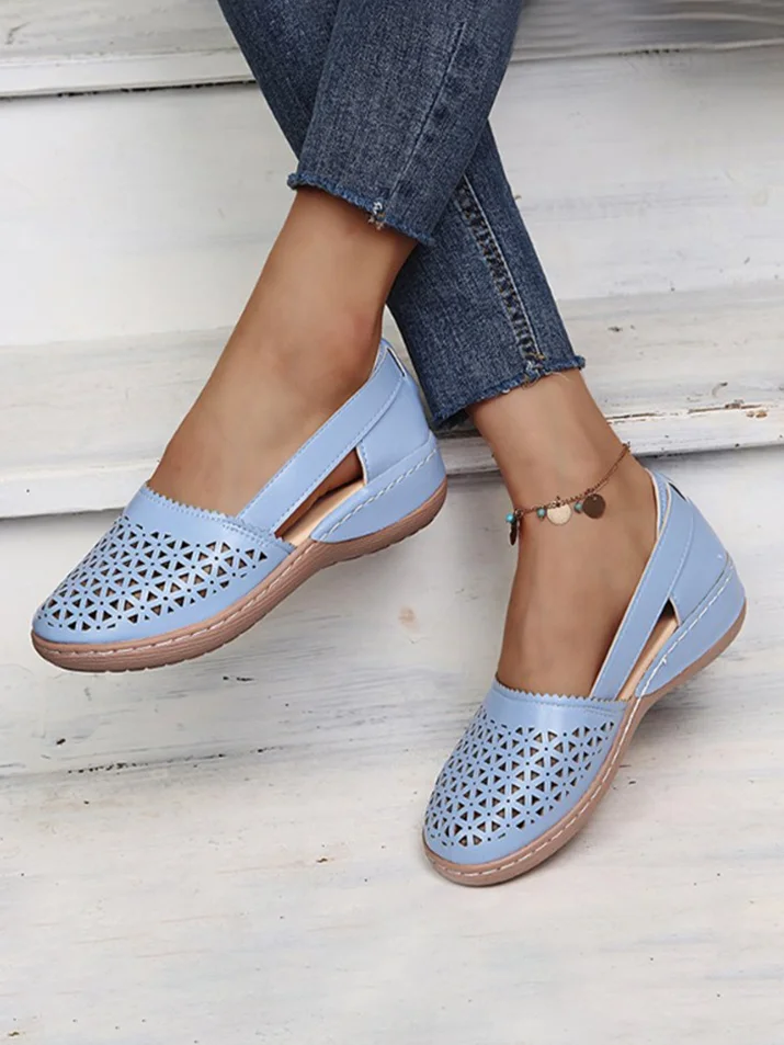 Casual Plain Slip On Low Heel Slide Sandals
