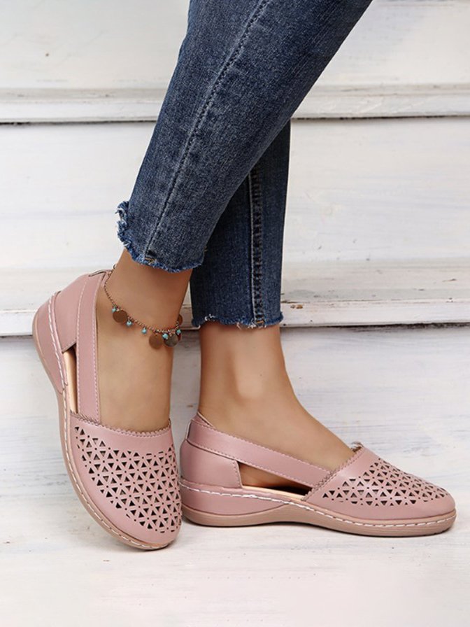 Casual Plain Slip On Low Heel Slide Sandals