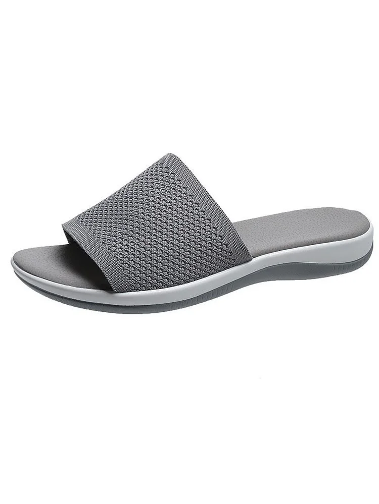 Casual Plain Slip On Block Heel Slide Sandals