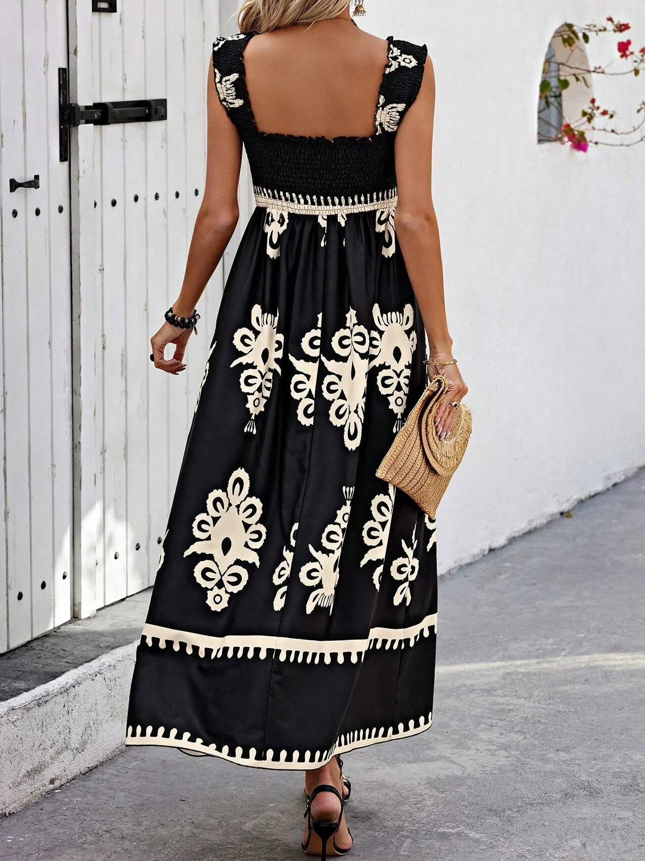 Women Nationality/ethnic Spaghetti Sleeveless Comfy Casual Scramble Maxi Dress