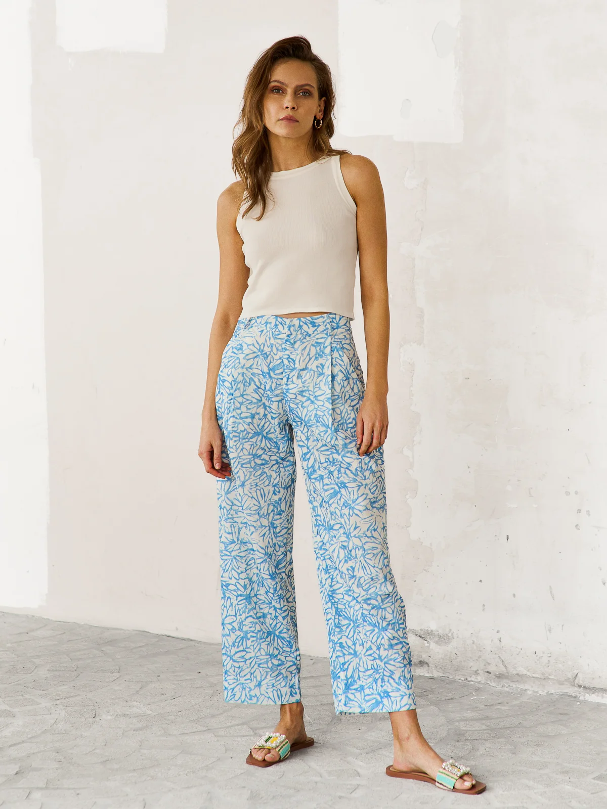 Casual Floral Ankle Pants Pant