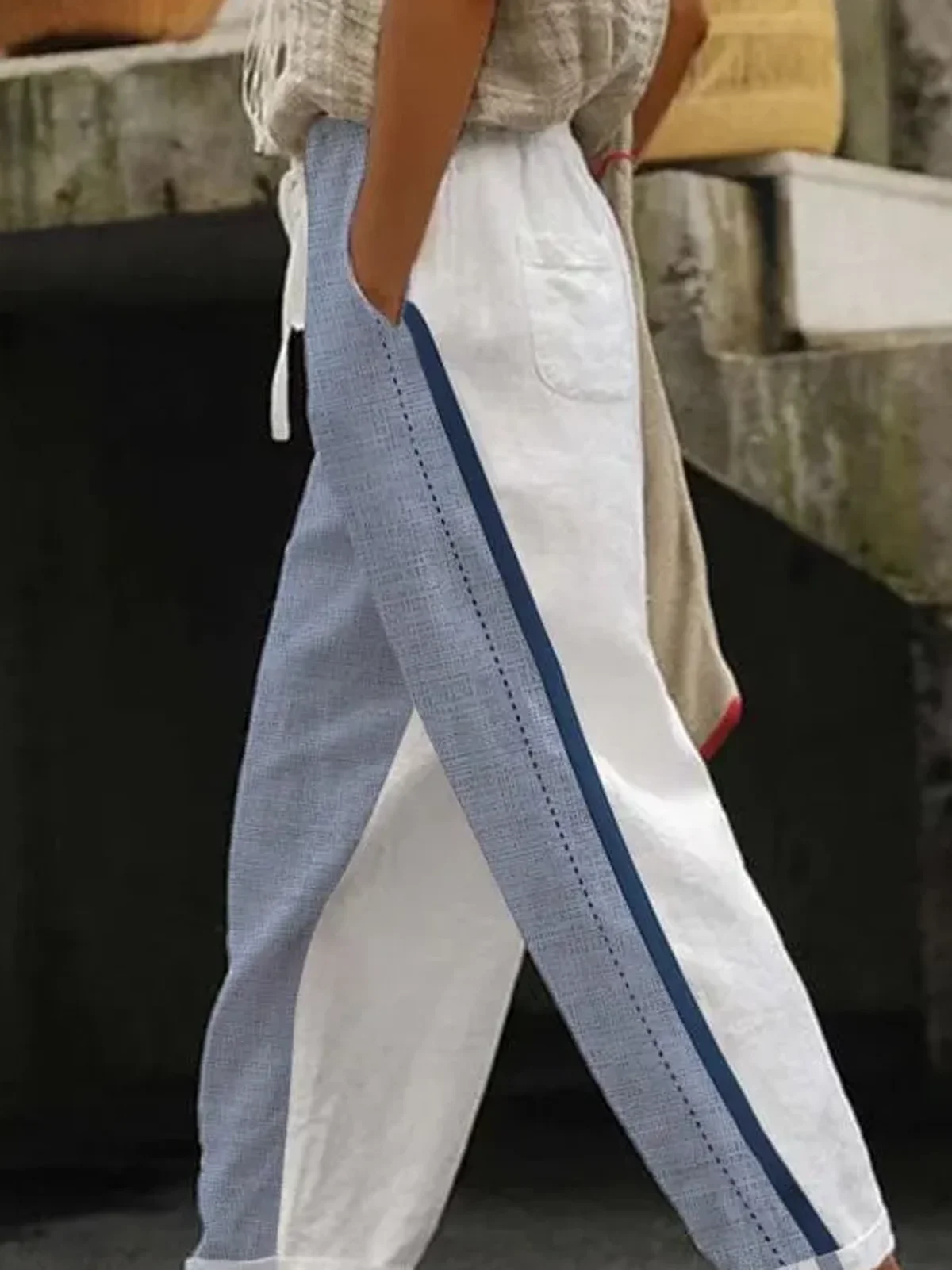 Casual Color Block Long Pant