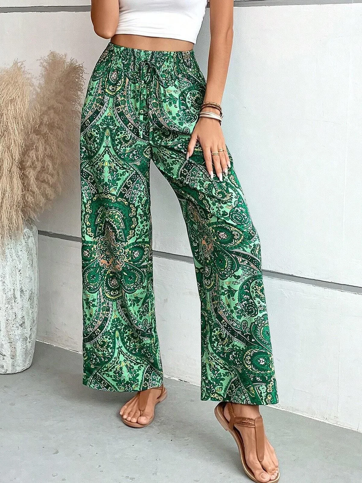Casual Floral Pattern Long Pant