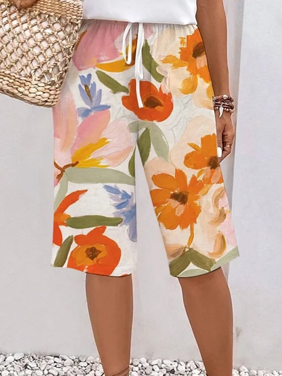 Casual Floral Fifth Pants Pant