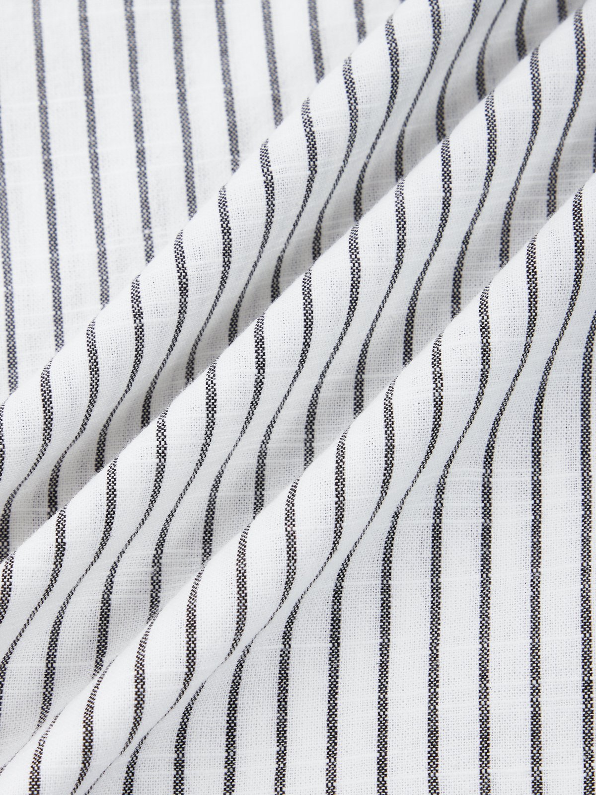 Linen Women Striped Shirt Collar Three Quarter Sleeve Comfy Casual Short Dress