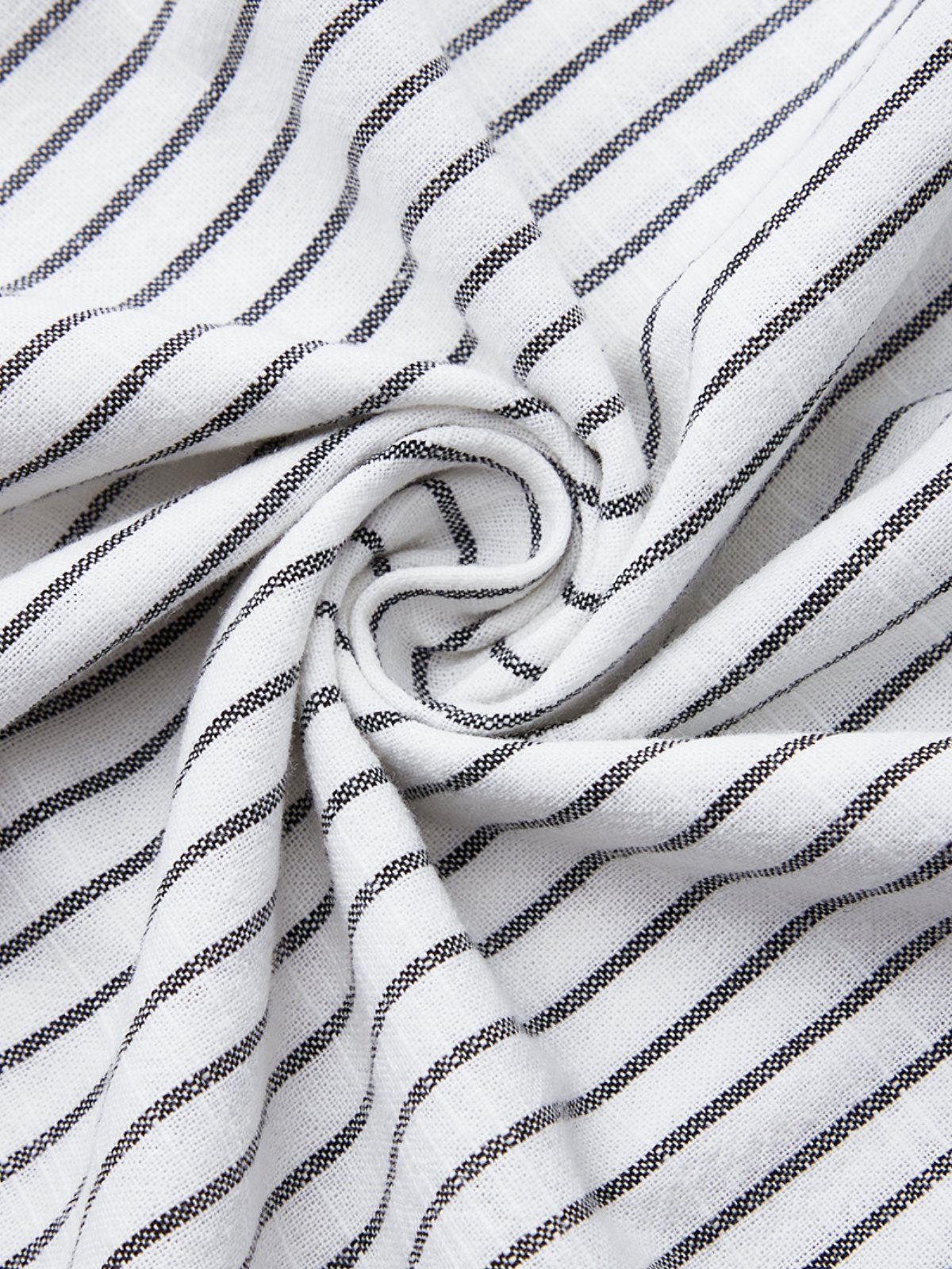 Linen Women Striped Shirt Collar Three Quarter Sleeve Comfy Casual Short Dress