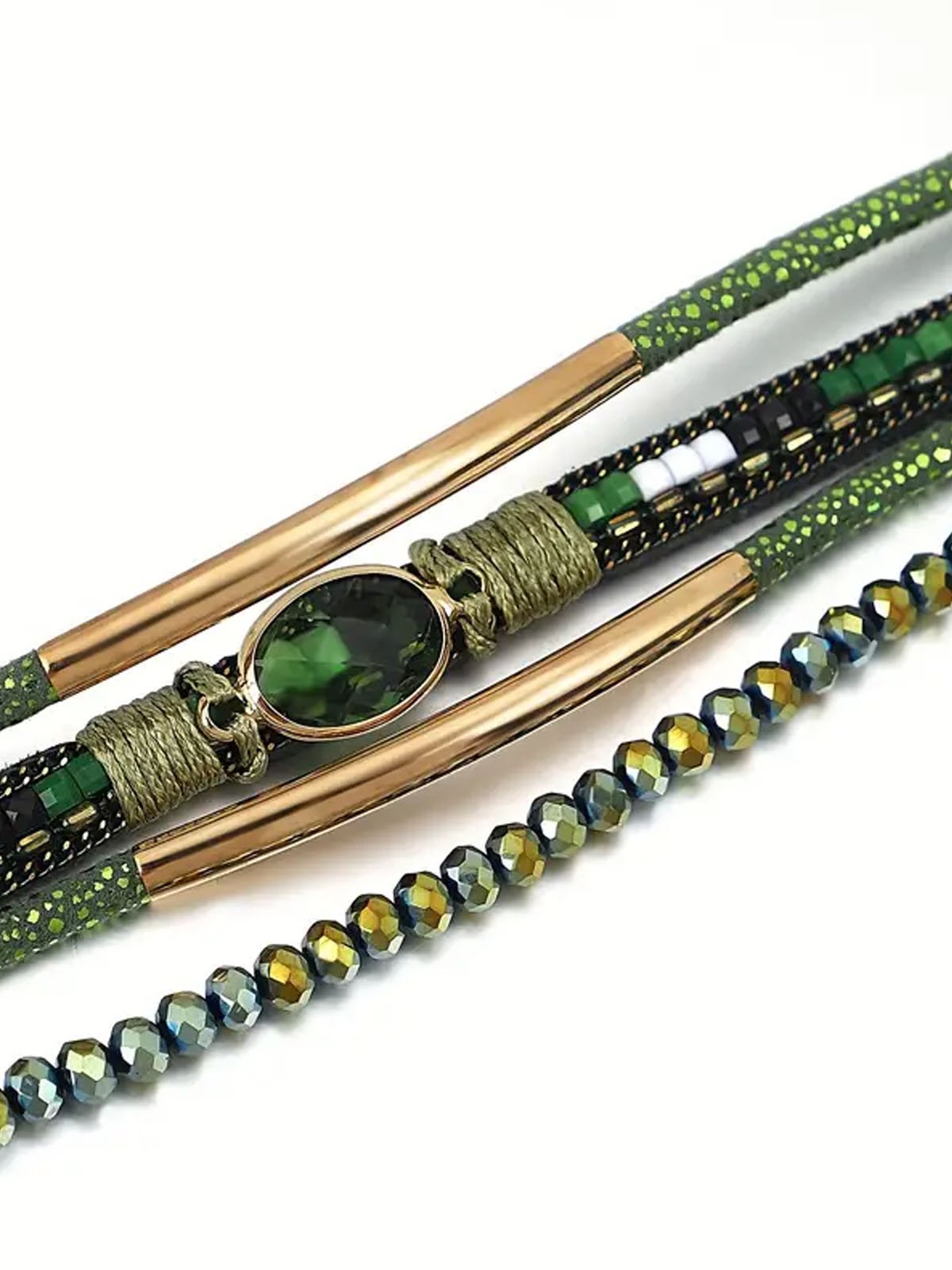 Bohemian Woven Leather Crystal Bracelet