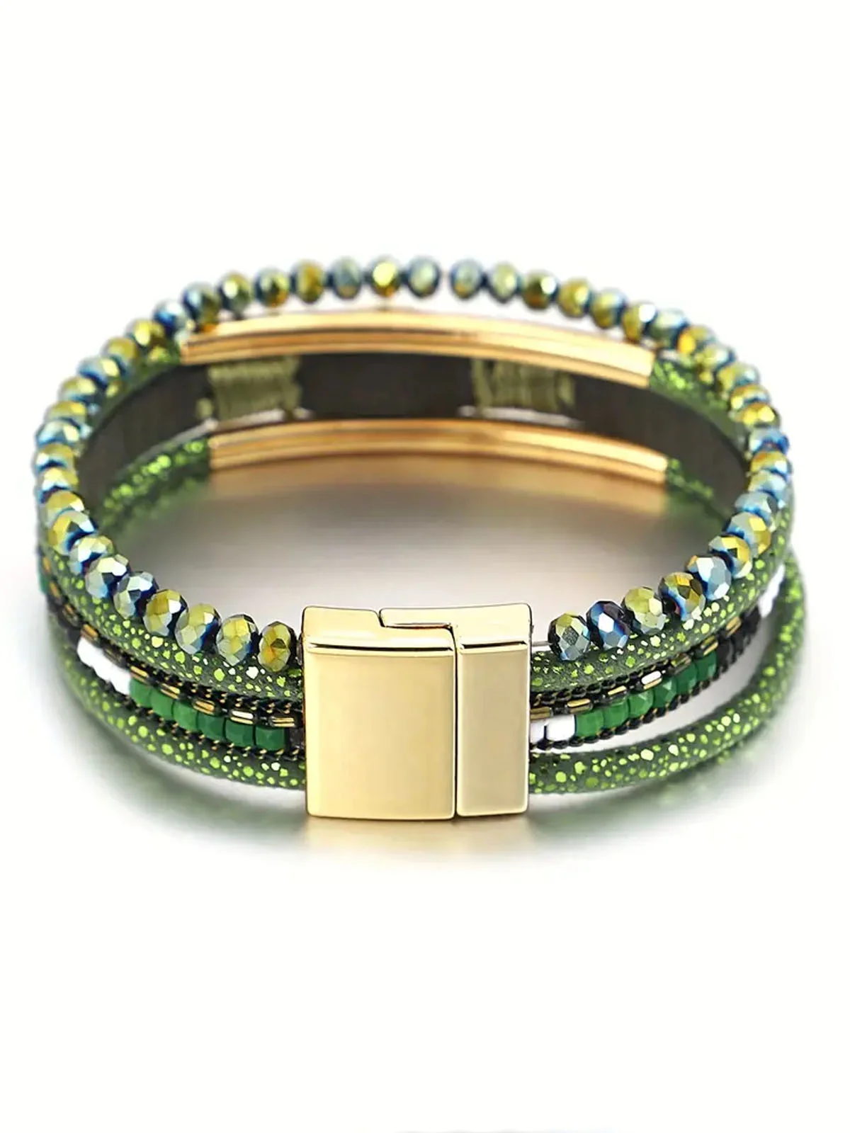 Bohemian Woven Leather Crystal Bracelet