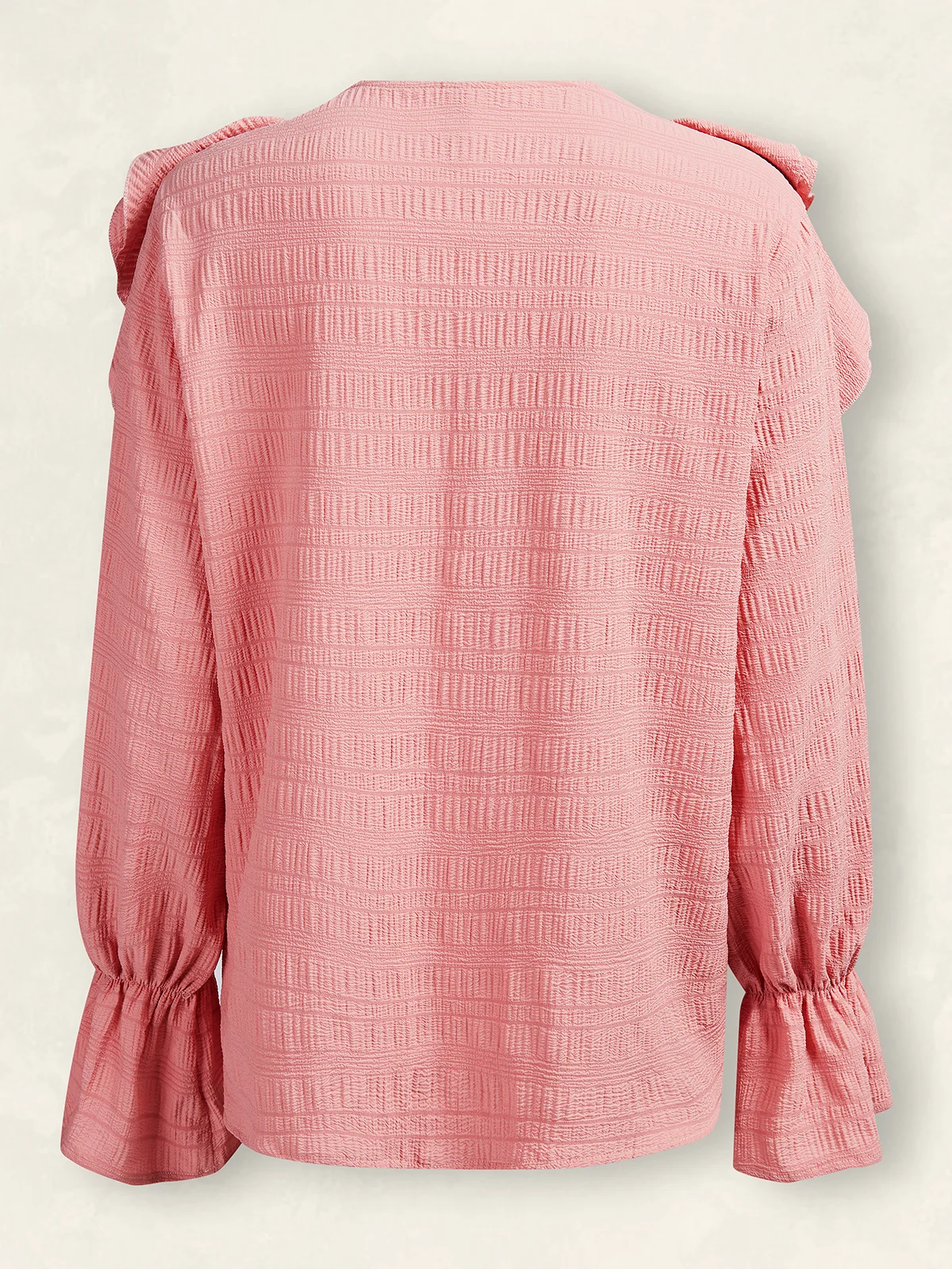 V Neck Long Sleeve Plain Regular Loose Blouse For Women