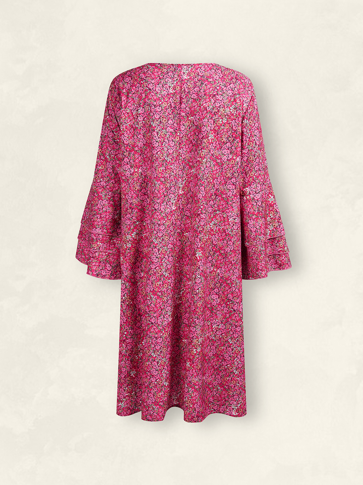 Women's Vacation Dress V Neck Loose Romantic Boho Short Sleeve Woven Tunic Dress