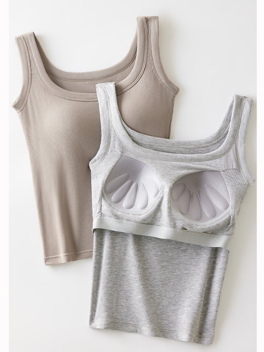 Casual Crew Neck Plain Tank Top