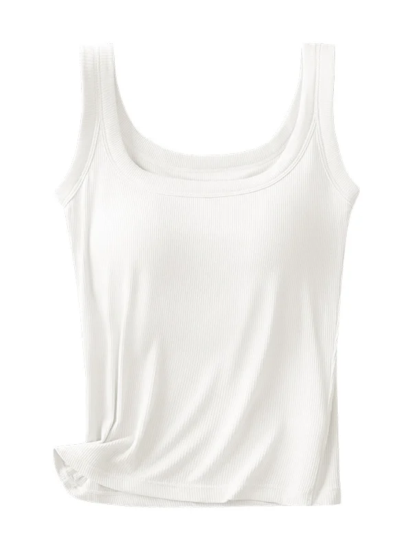 Casual Crew Neck Plain Tank Top