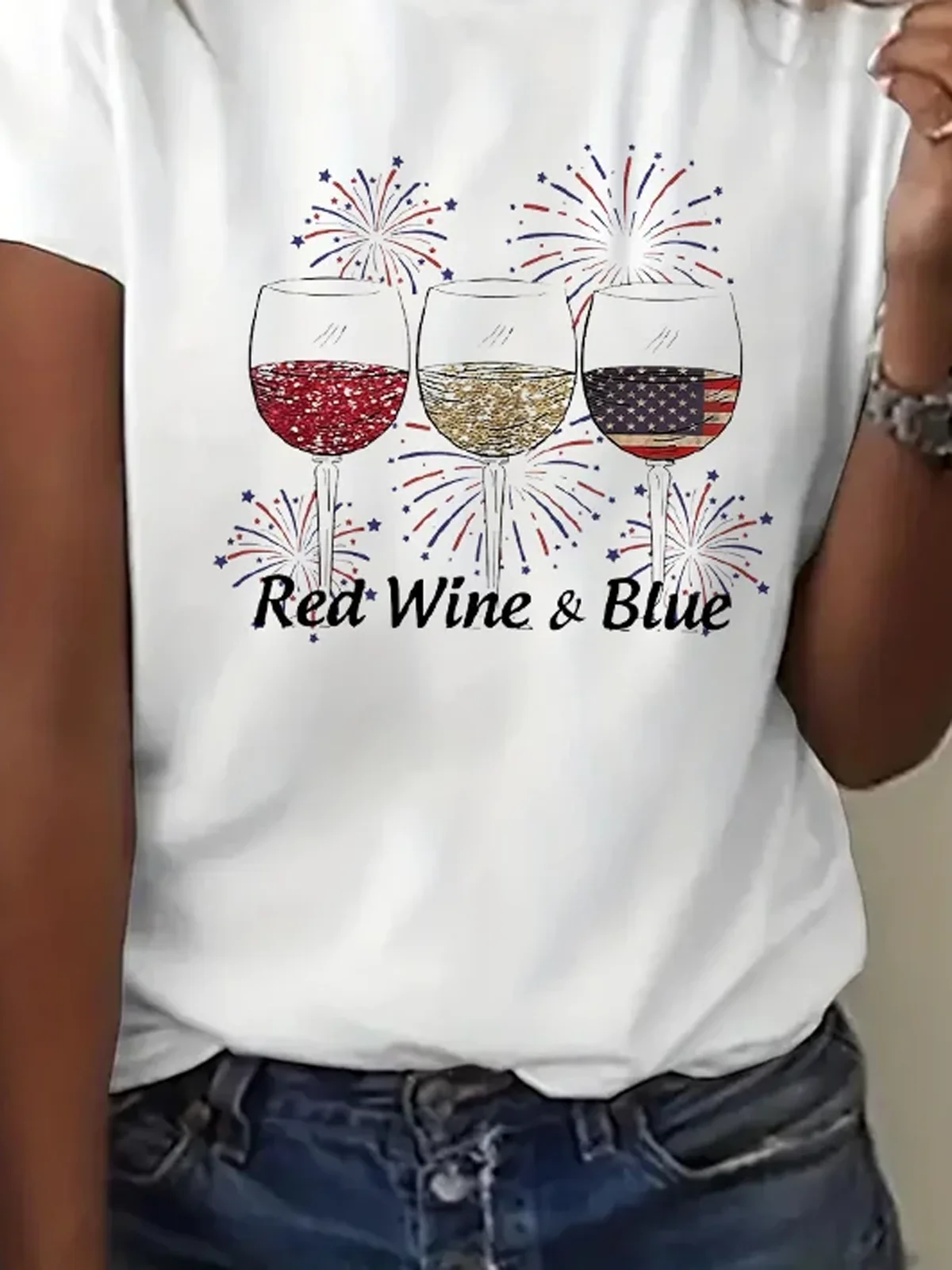 Casual Flag Crew Neck Short Sleeve T-shirt