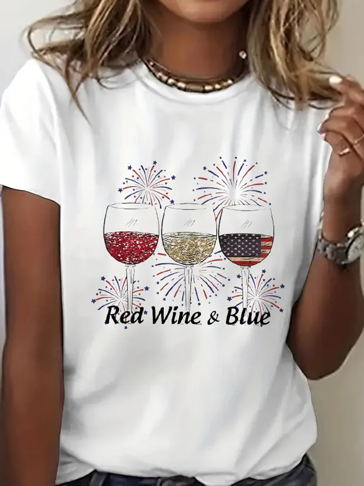 Casual Flag Crew Neck Short Sleeve T-shirt