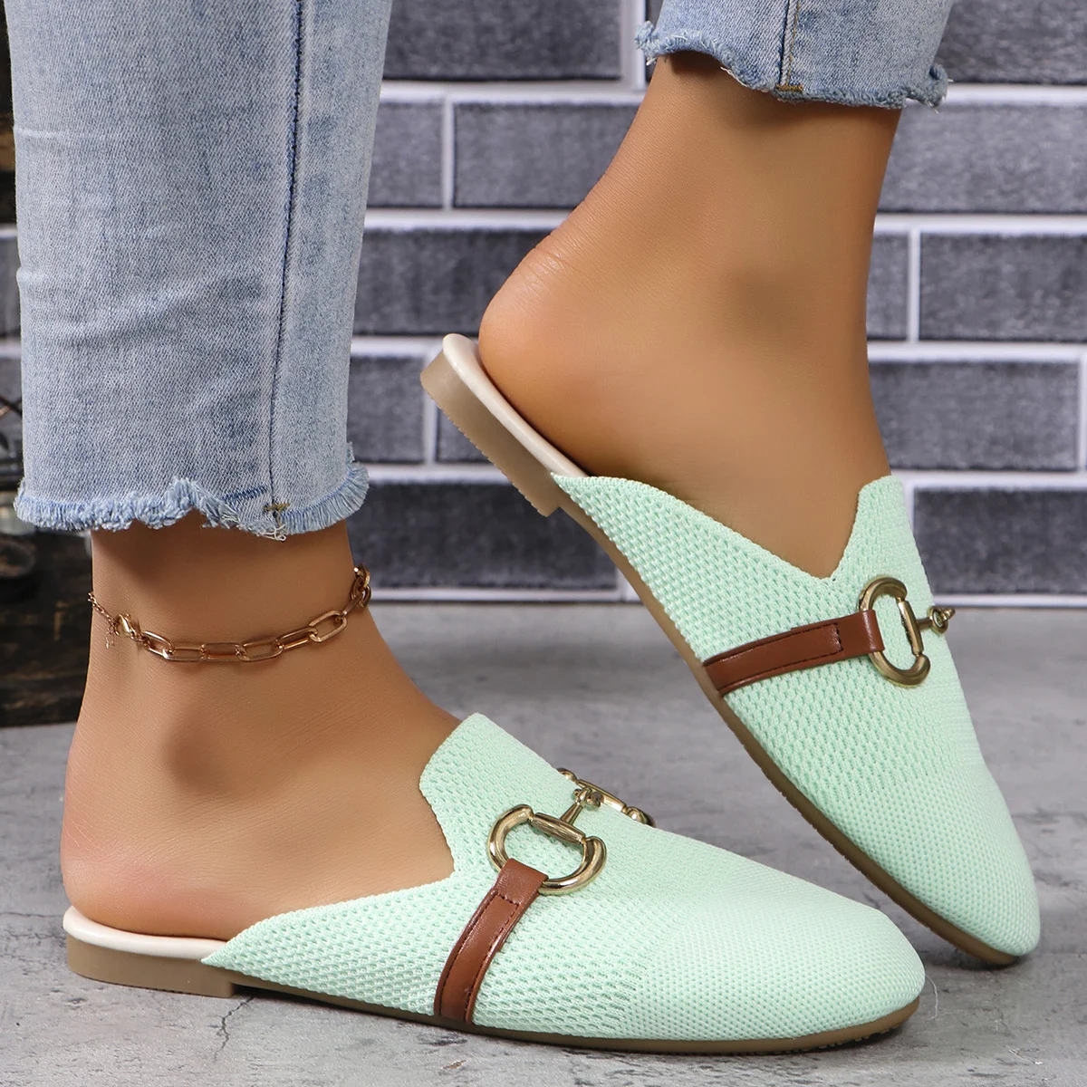 Casual Plain Slip On Flat Heel Mules
