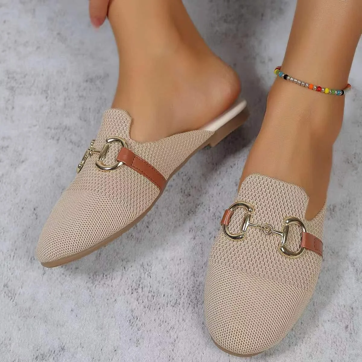 Casual Plain Slip On Flat Heel Mules