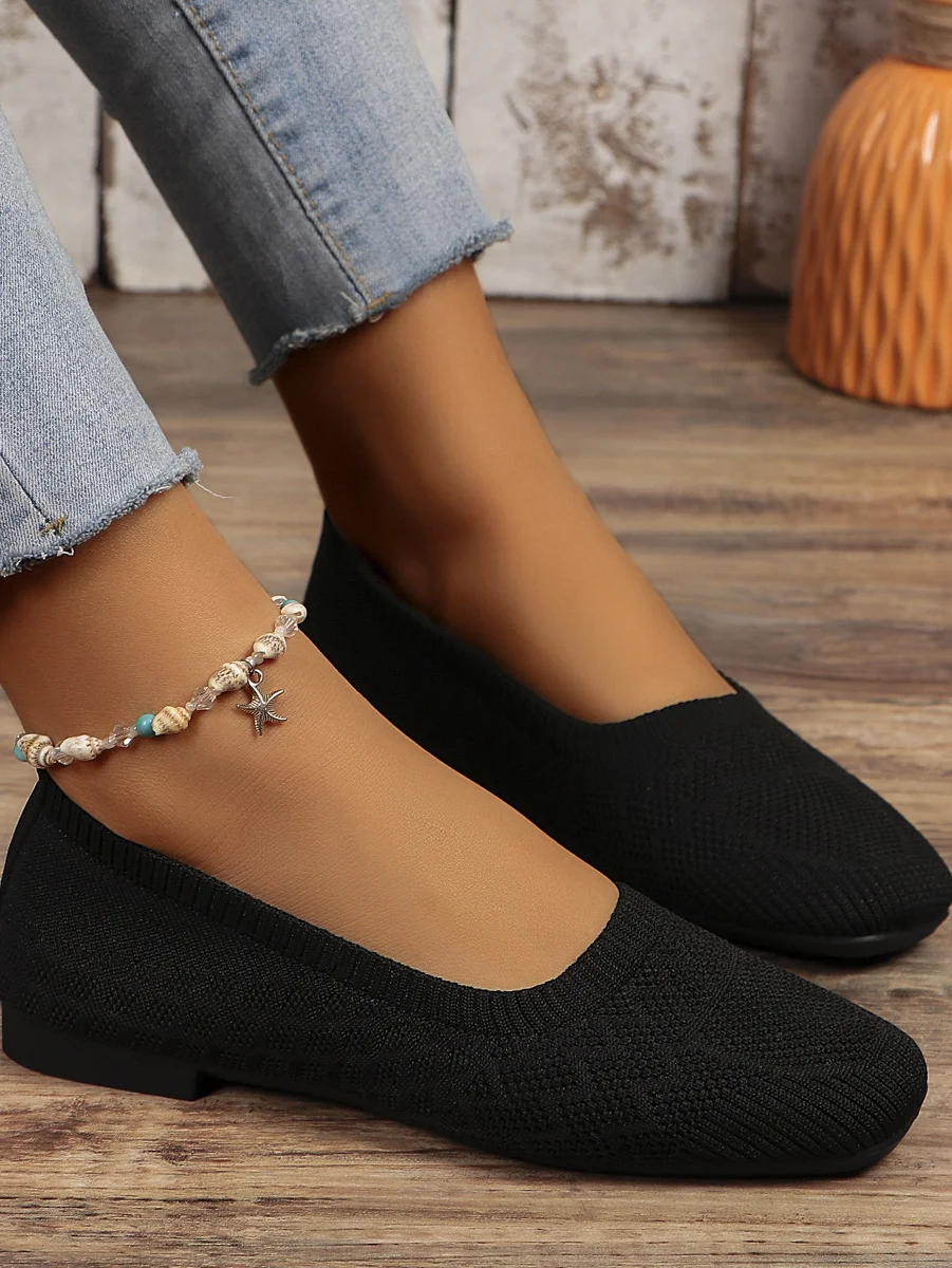 Casual Plain Slip On Flat Heel Shallow Shoes