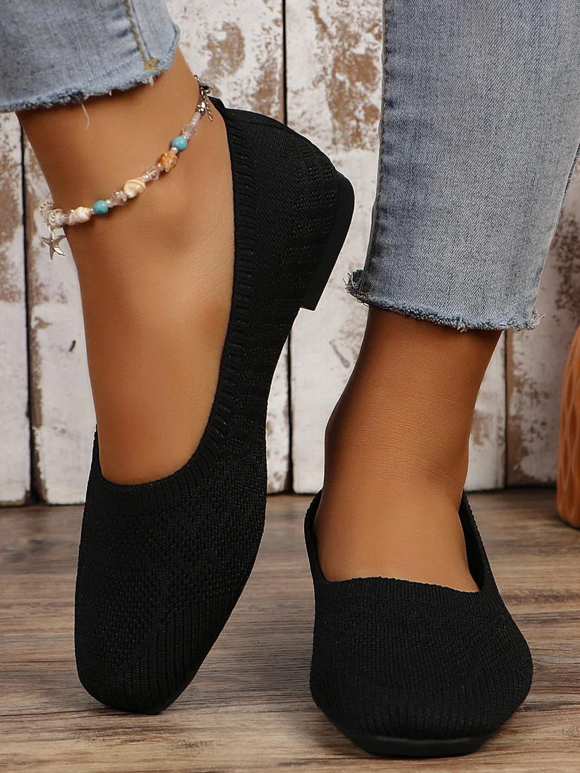 Casual Plain Slip On Flat Heel Shallow Shoes