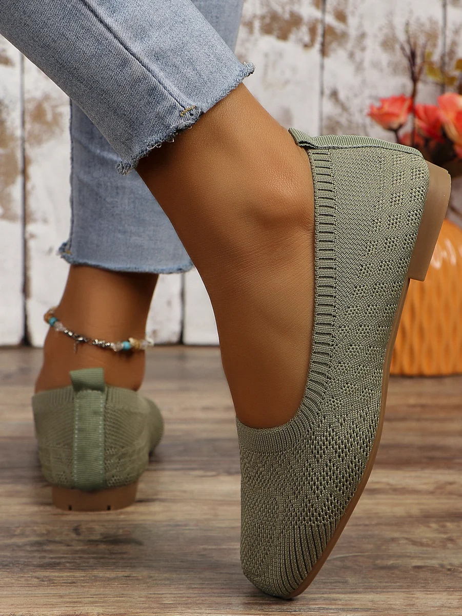 Casual Plain Slip On Flat Heel Shallow Shoes