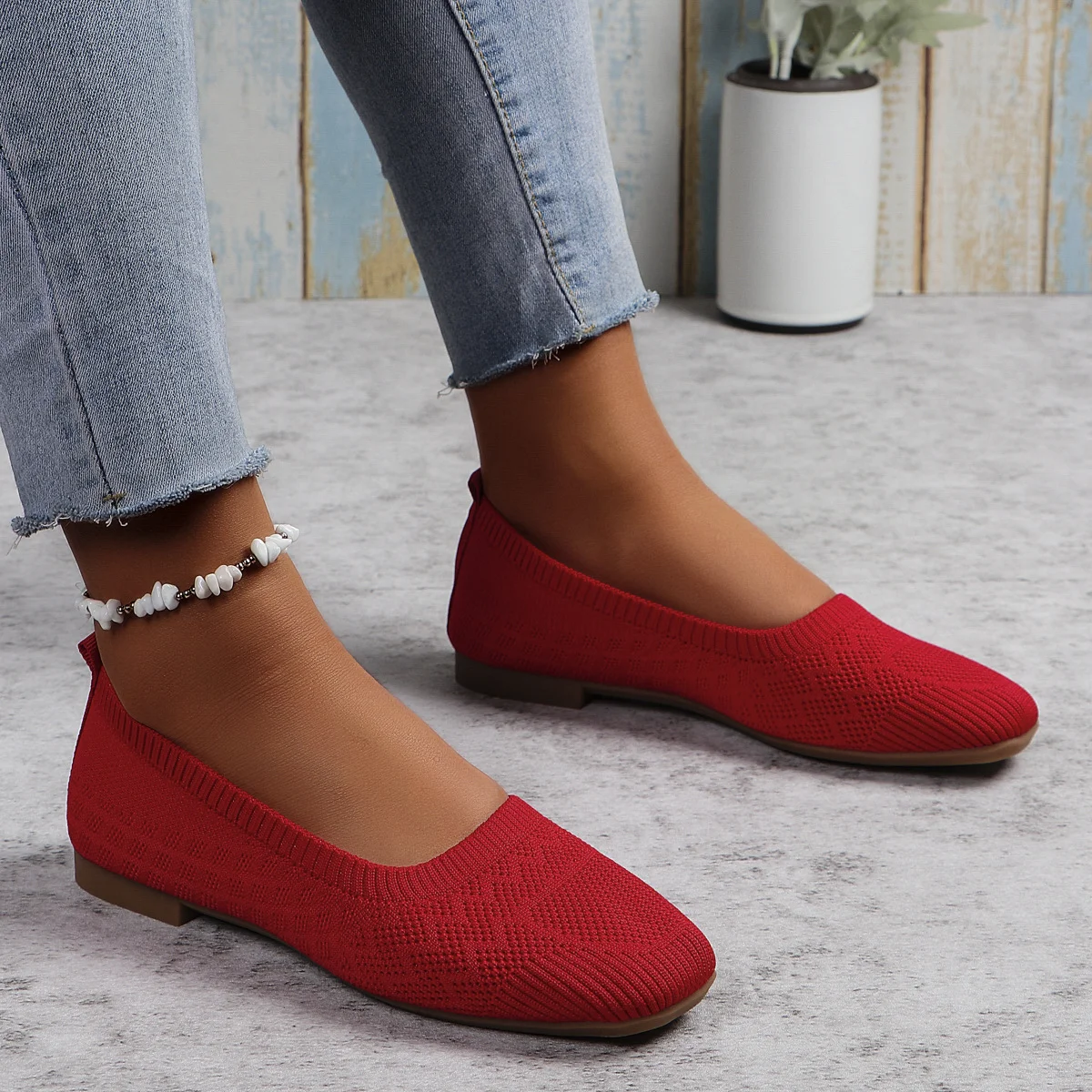 Casual Plain Slip On Flat Heel Shallow Shoes