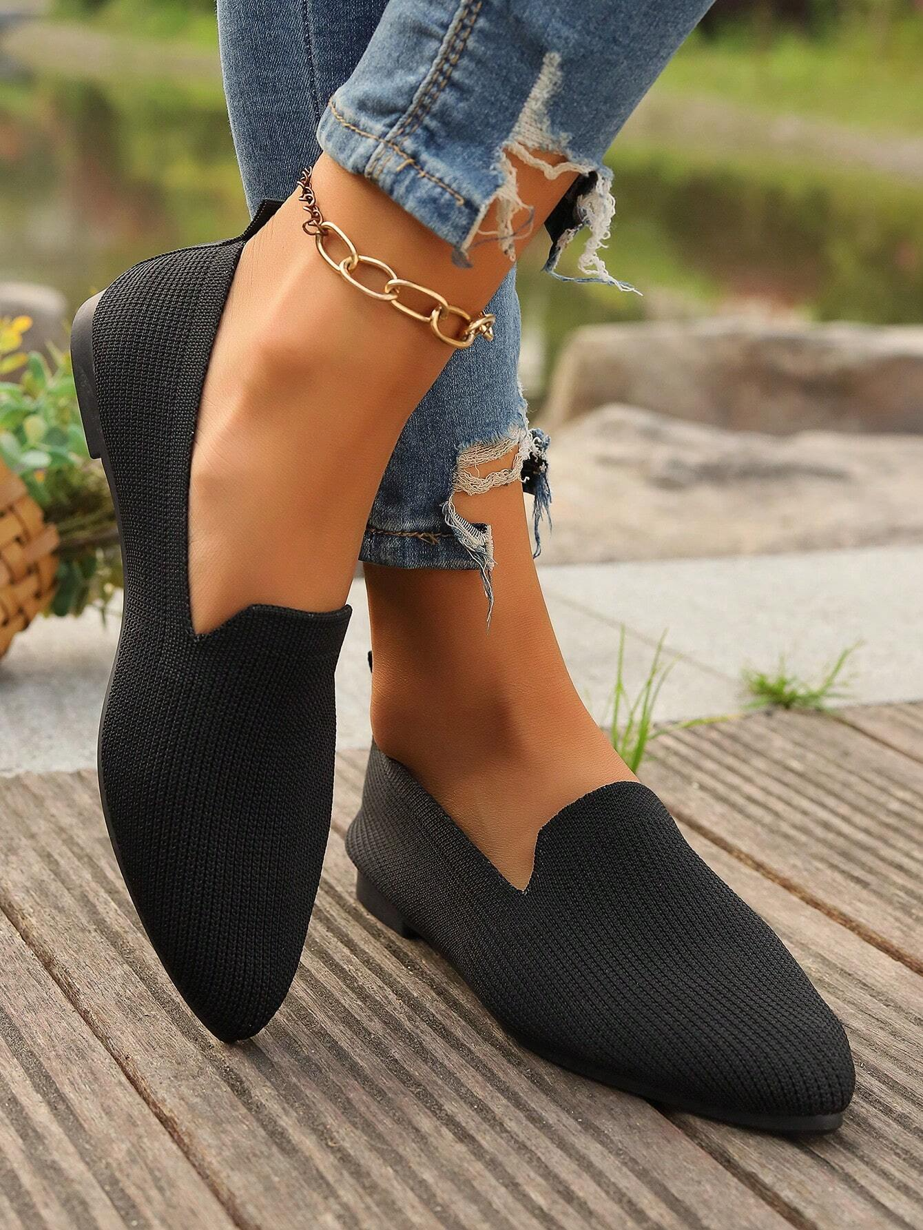 Casual Plain Slip On Flat Heel Shallow Shoes