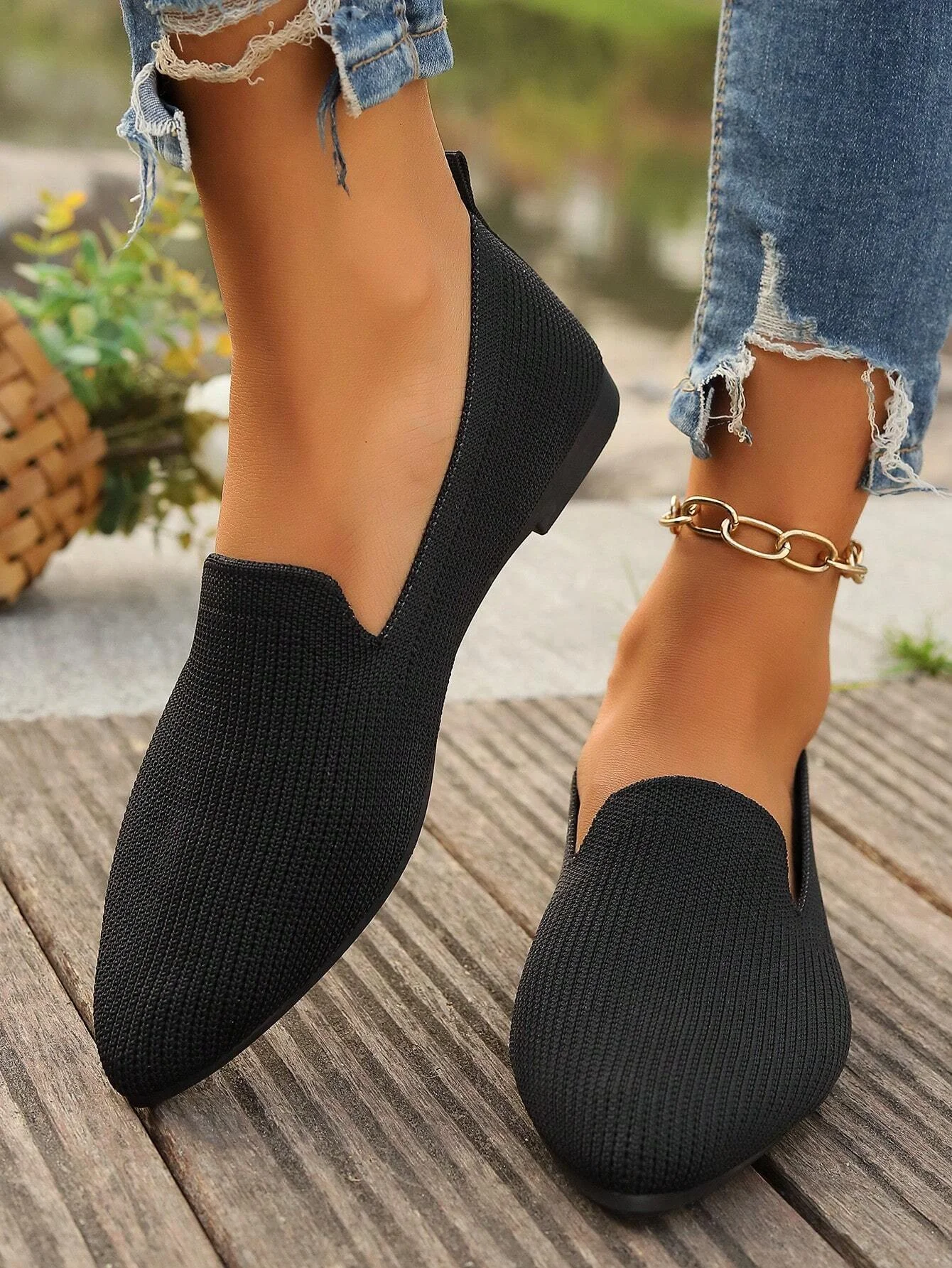 Casual Plain Slip On Flat Heel Shallow Shoes