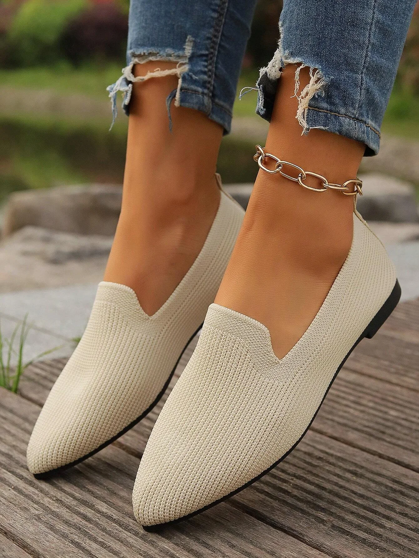 Casual Plain Slip On Flat Heel Shallow Shoes